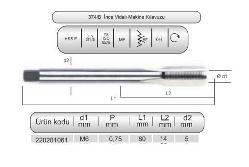 HSSE DIN374/B MAK.KLVZ. M6x0,75(6H)
